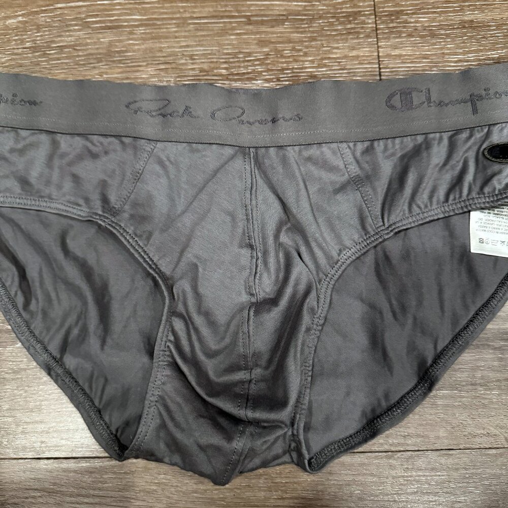 RICK OWENS WHITE CHAMPION EDITION ORGANIC COTTON BRIEF UNDERWEAR L SIGNATURE - Picture 4 of 5